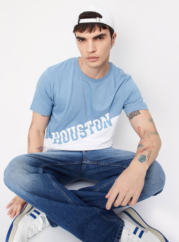 Men Colourblocked Slim Fit T-shirt