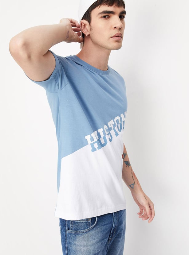 Men Colourblocked Slim Fit T-shirt