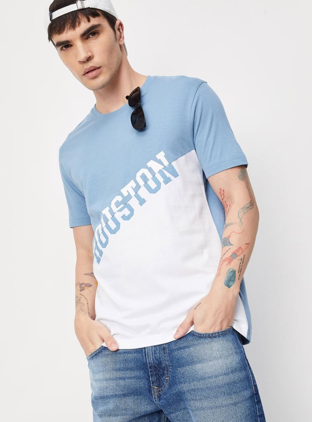 Men Colourblocked Slim Fit T-shirt