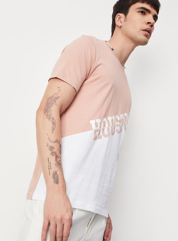 Men Colourblocked Slim Fit T-shirt