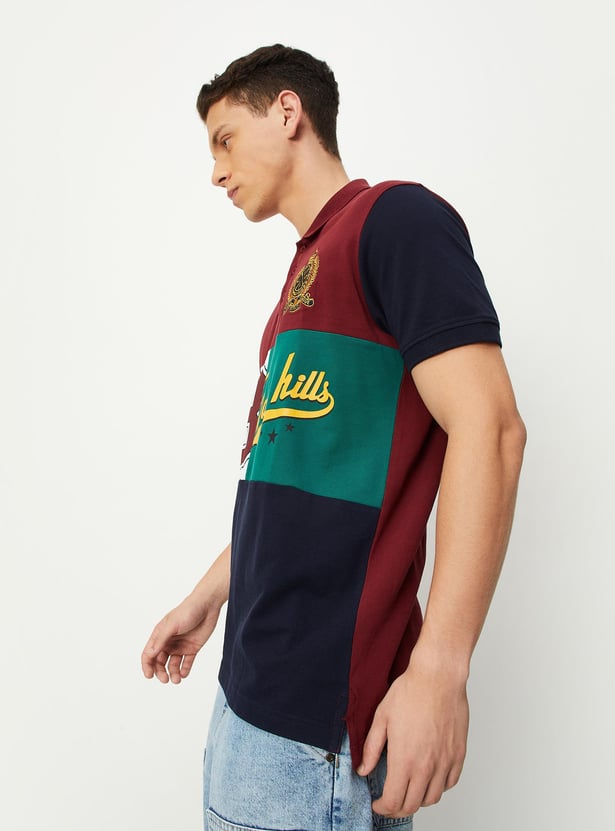 Men Colourblock Slim Fit Polo T-shirt