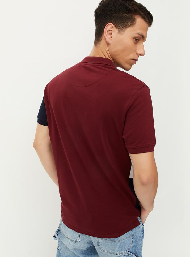 Men Colourblock Slim Fit Polo T-shirt