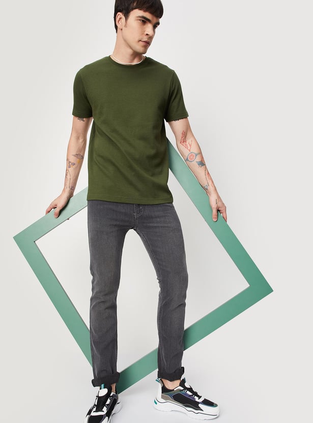 Men Ribbed Slim Fit T-shirt