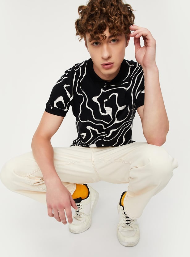 Men Slim Fit Printed Polo T-shirt