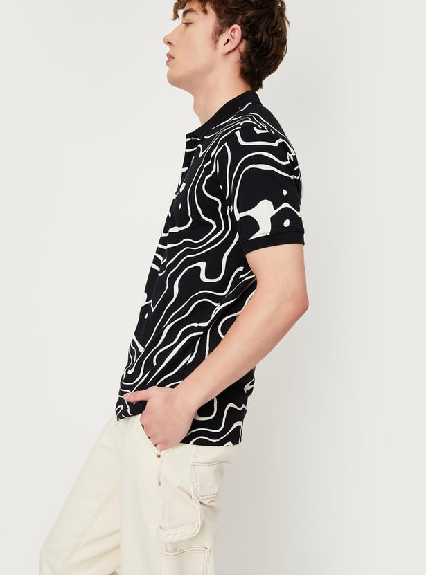 Men Slim Fit Printed Polo T-shirt