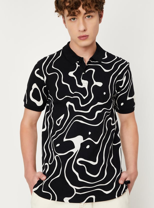 Men Slim Fit Printed Polo T-shirt