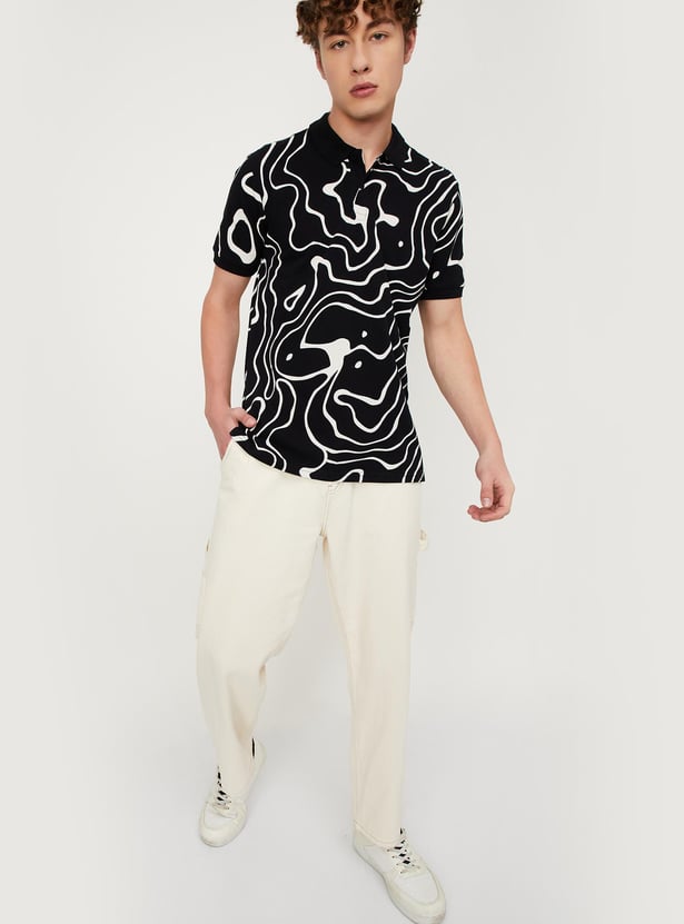 Men Slim Fit Printed Polo T-shirt
