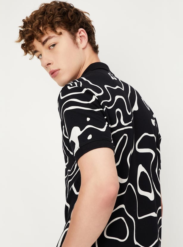 Men Slim Fit Printed Polo T-shirt
