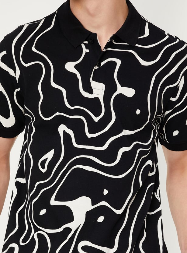 Men Slim Fit Printed Polo T-shirt