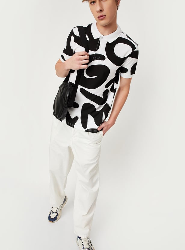 Men Slim Fit Printed Polo T-shirt