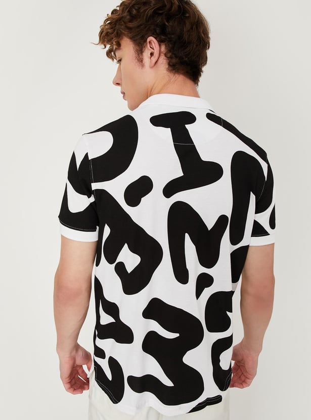 Men Slim Fit Printed Polo T-shirt