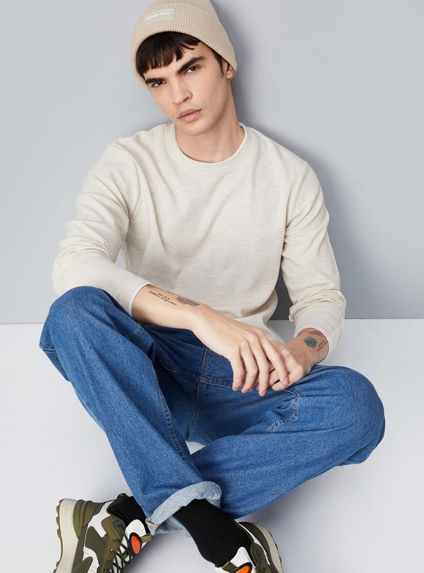 Men Textured Crew Neck T-shirt