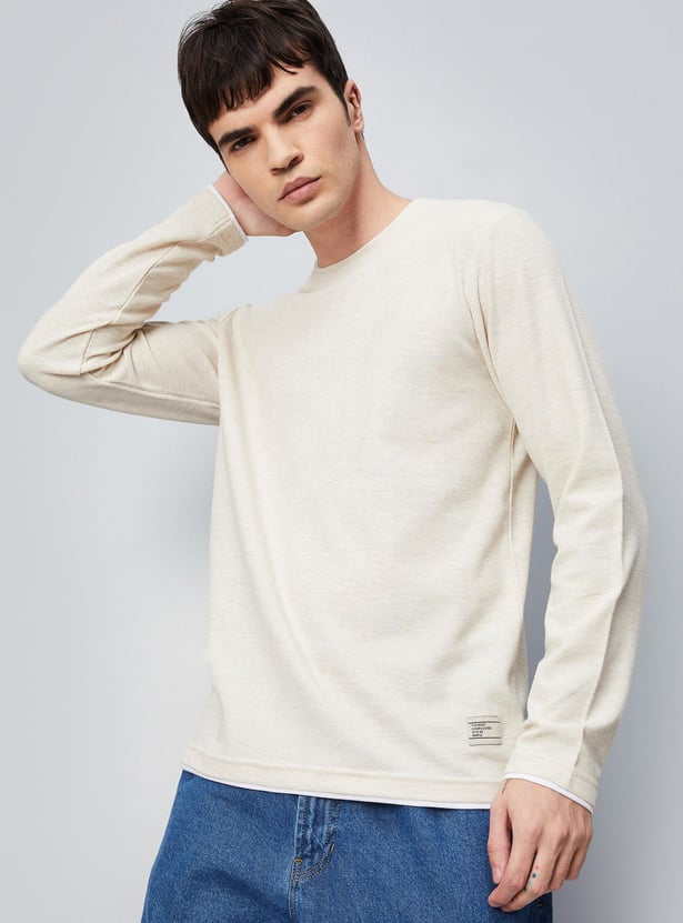 Men Textured Crew Neck T-shirt