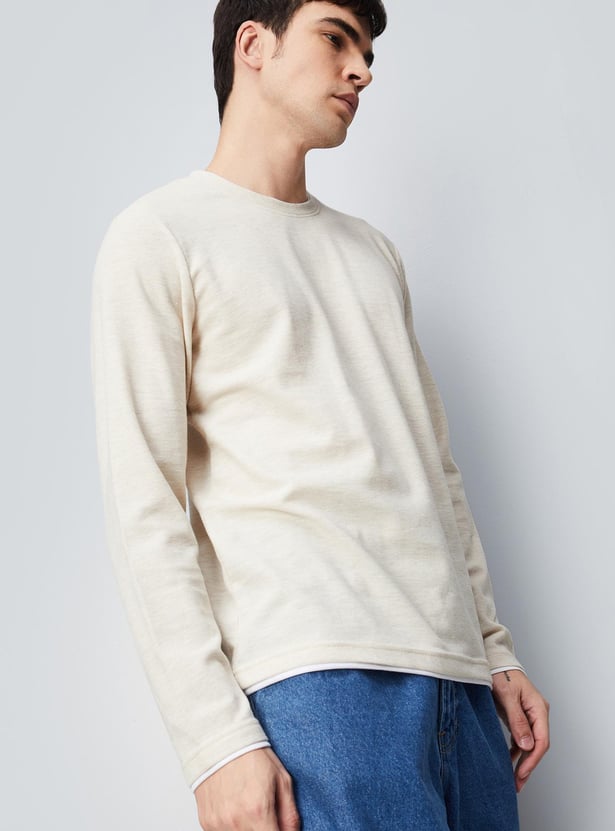 Men Textured Crew Neck T-shirt