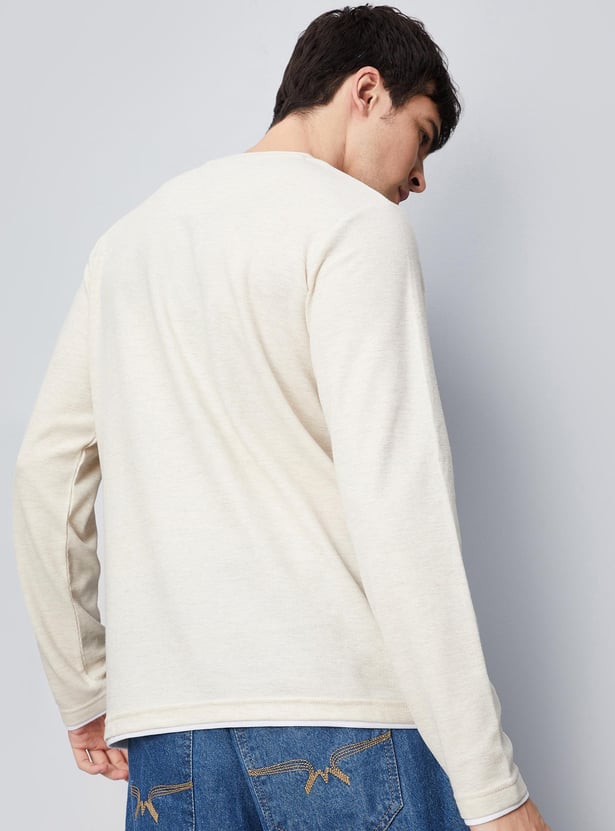 Men Textured Crew Neck T-shirt