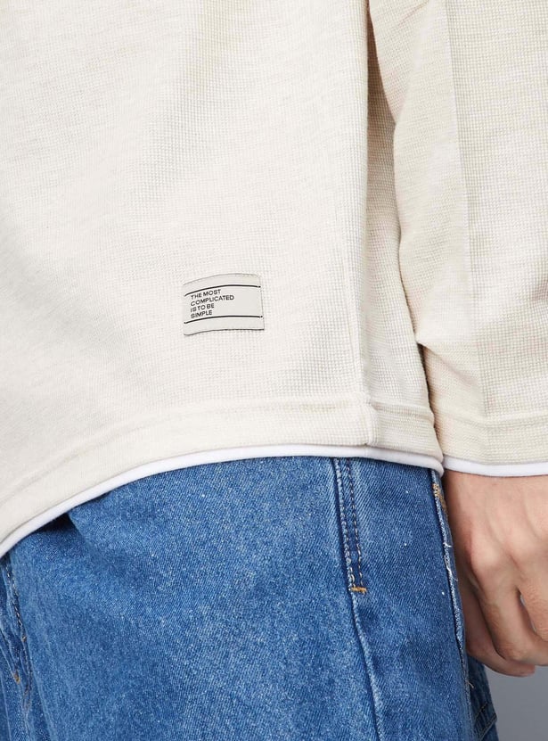 Men Textured Crew Neck T-shirt