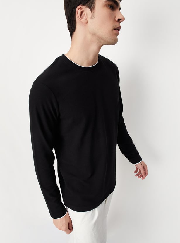 Men Textured Crew Neck T-shirt