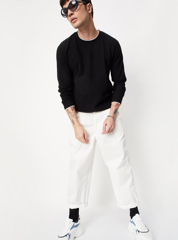 Men Textured Crew Neck T-shirt