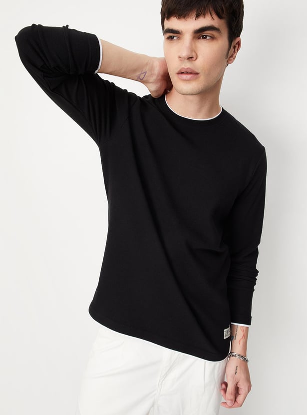 Men Textured Crew Neck T-shirt