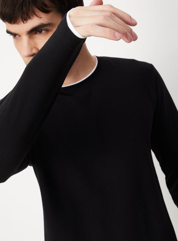 Men Textured Crew Neck T-shirt