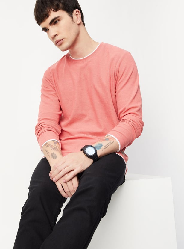 Men Textured Crew Neck T-shirt