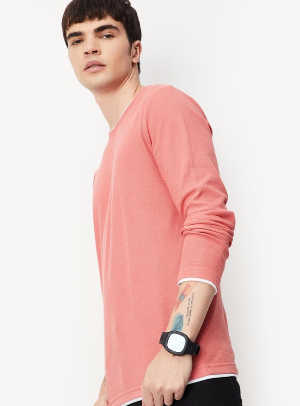 Men Textured Crew Neck T-shirt