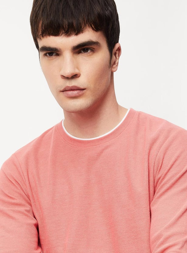 Men Textured Crew Neck T-shirt