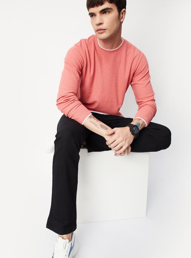Men Textured Crew Neck T-shirt