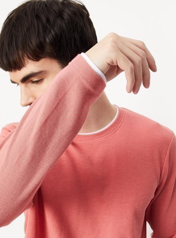 Men Textured Crew Neck T-shirt