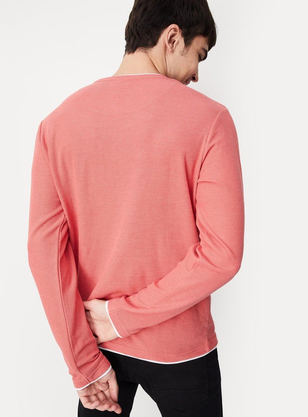 Men Textured Crew Neck T-shirt