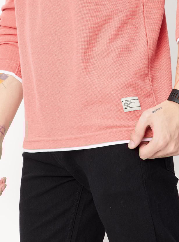 Men Textured Crew Neck T-shirt
