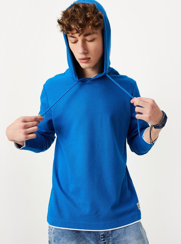 Men Solid Full Sleeves Hoodie