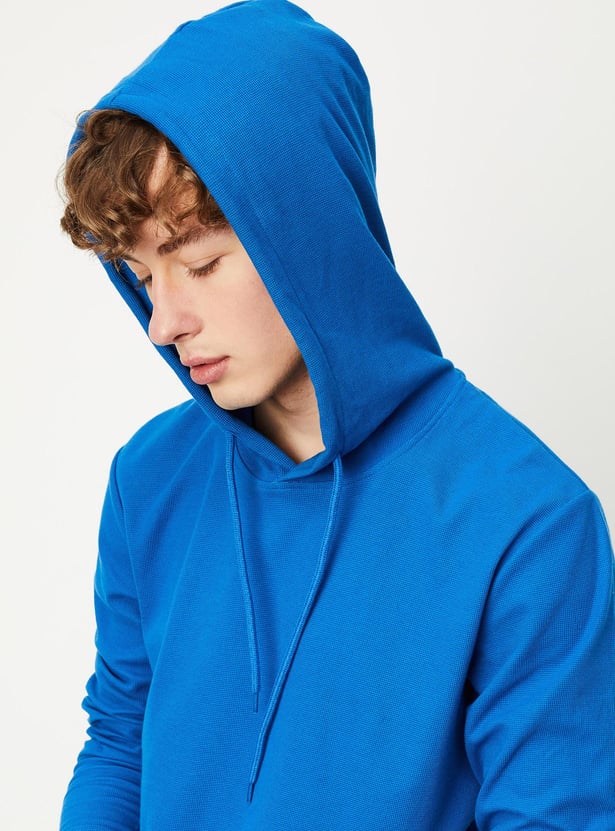 Men Solid Full Sleeves Hoodie