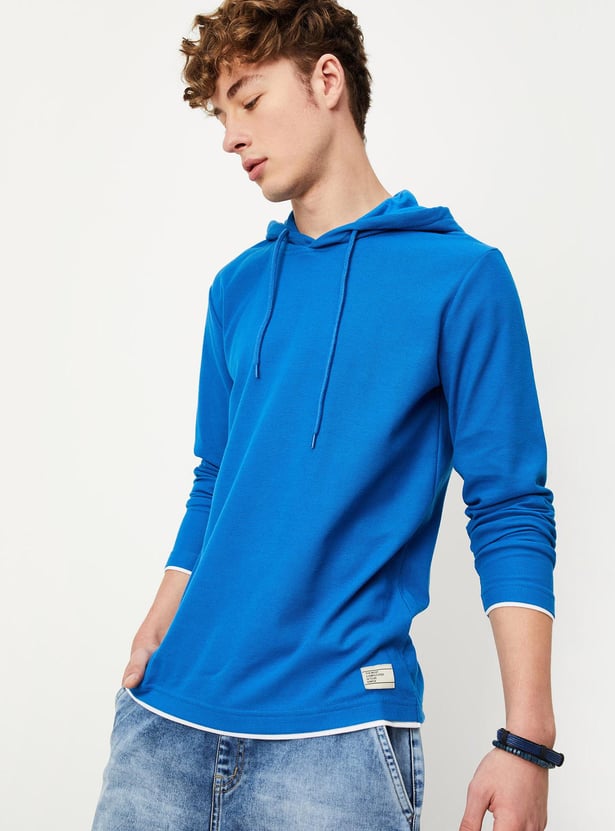 Men Solid Full Sleeves Hoodie