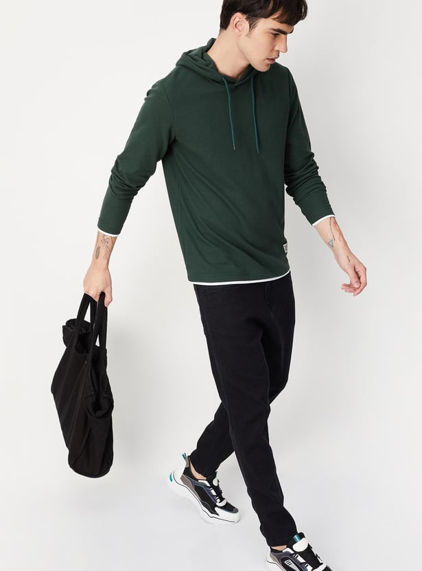 Men Solid Full Sleeves Hoodie