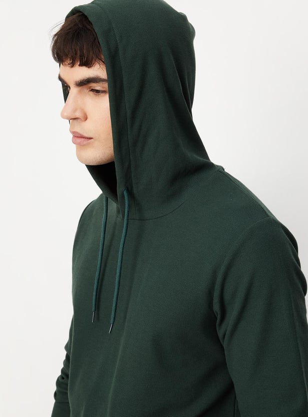 Men Solid Full Sleeves Hoodie