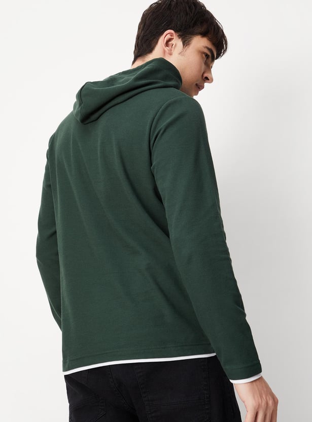 Men Solid Full Sleeves Hoodie