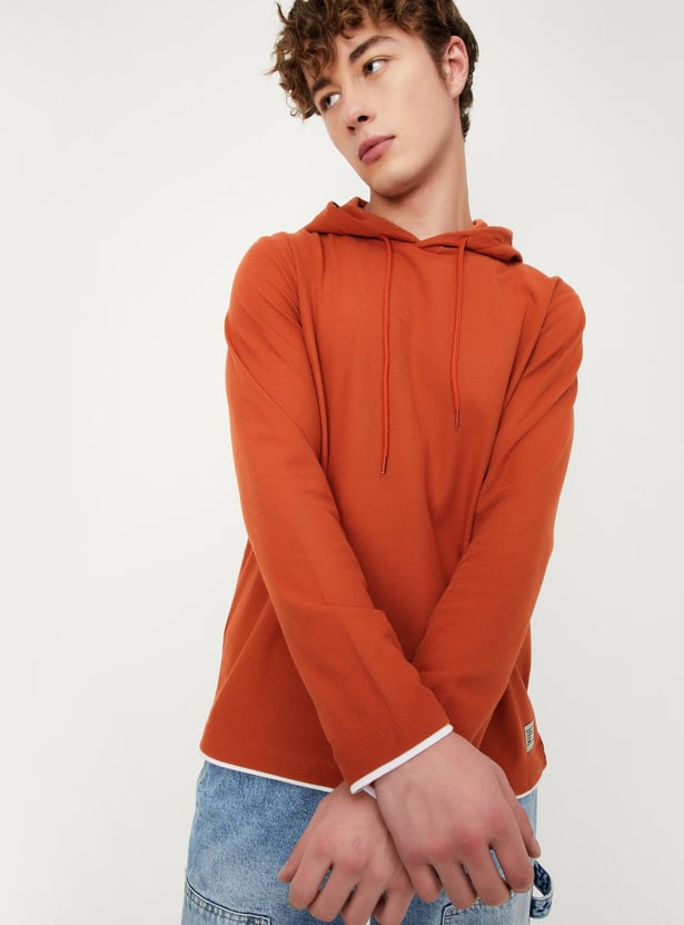 Men Solid Full Sleeves Hoodie