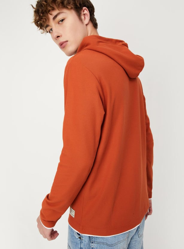 Men Solid Full Sleeves Hoodie