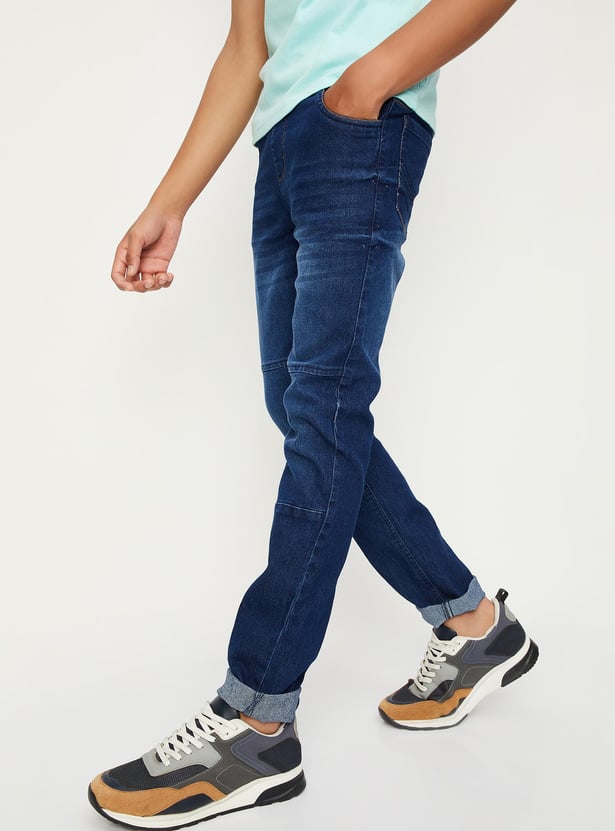 Boys Slim Fit Elasticated Washed Jeans