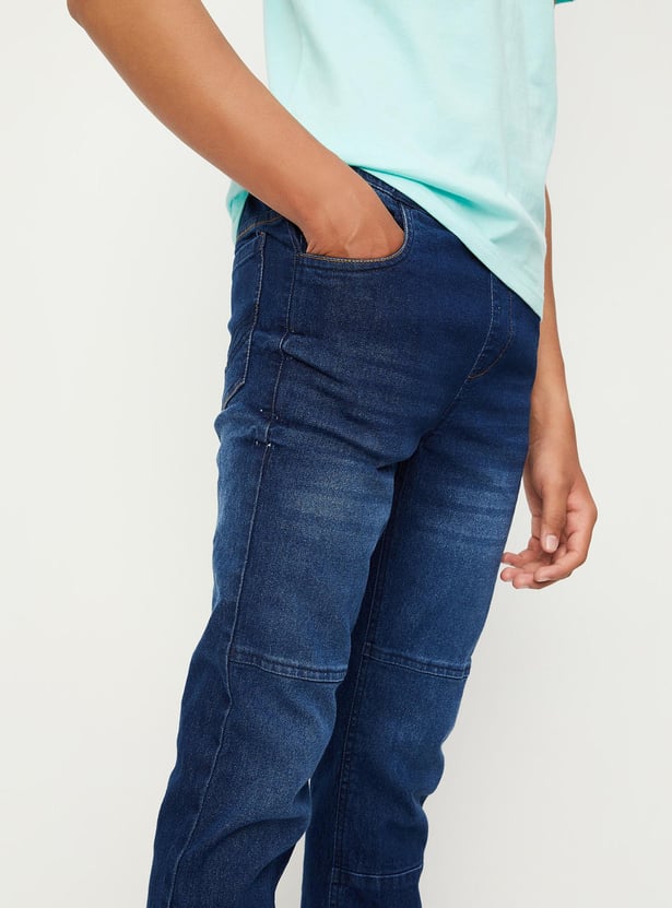 Boys Slim Fit Elasticated Washed Jeans