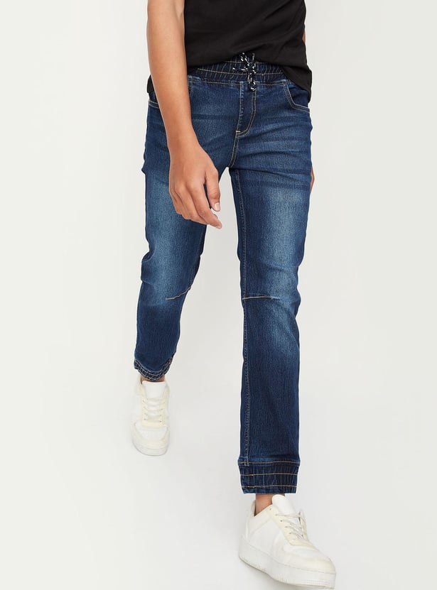 Boys Slim Fit Elasticated Washed Jeans