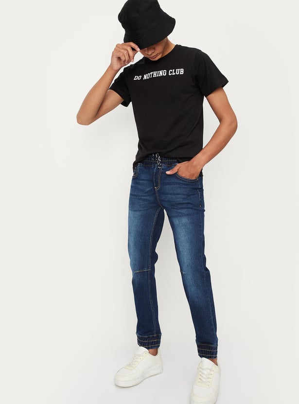 Boys Slim Fit Elasticated Washed Jeans