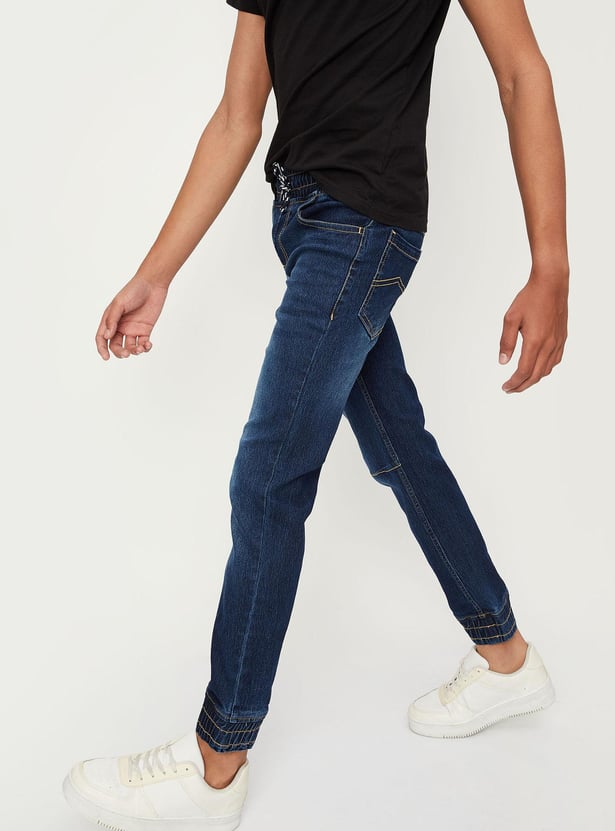 Boys Slim Fit Elasticated Washed Jeans