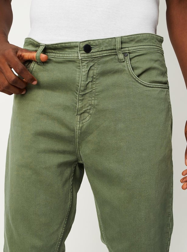 Men Carrot Fit Coloured Jeans