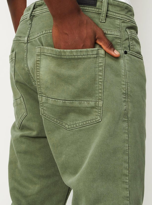 Men Carrot Fit Coloured Jeans