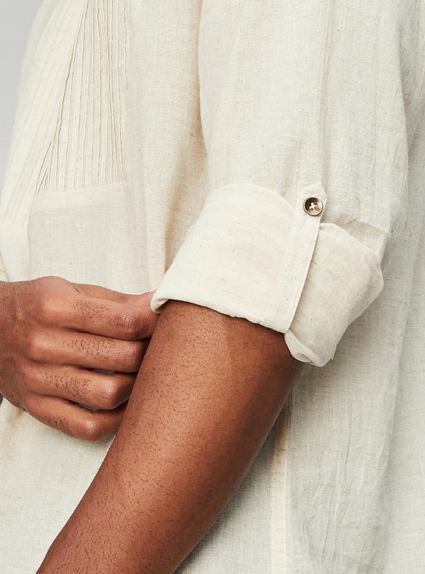 Men Pintuck Yoke Short Kurta