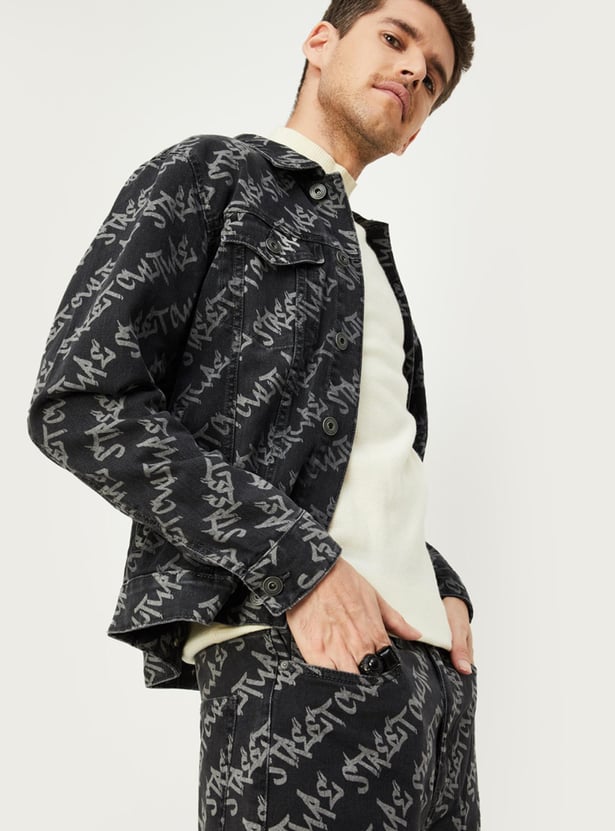 Men Printed Denim Jacket