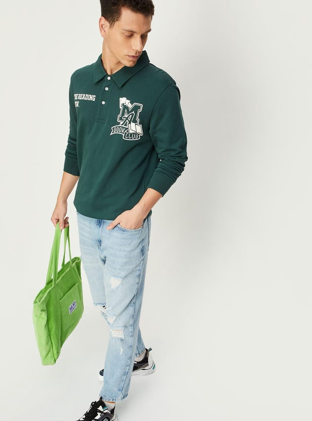 Men Printed Polo Sweatshirt