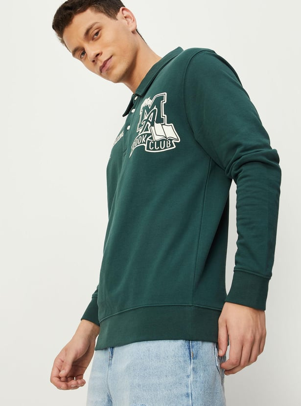 Men Printed Polo Sweatshirt